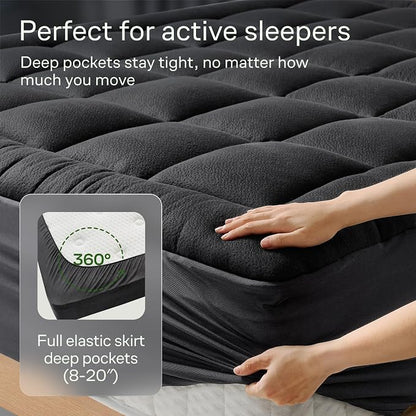 Niagara Sleep Solution Ultra Soft Twin Size Mattress Topper - Rayon Derived from Bamboo Pillow Top Mattress Pad for Back Pain Relief - Naturally Cooling for Hot Sleepers, Black