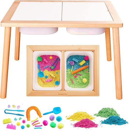 Creativity for Kids Sensory Table with 29-Piece Color Party Accessory Kit | Indoor Toddler Activity Table with Bins | Easy-Clean Design for Sand, Water & Crafts | Educational & Fun (Ages 3+)