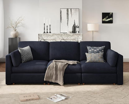 Oversized Modular Sectional Sofa 3 Seater Cloud Couches Blue | 115'' Deep Seat Couch for Living Room, Comfortable Luxury Sectional sofa, Solid Wood Frame, Removable Washable Cover