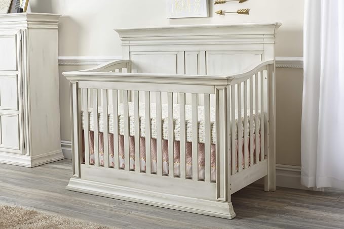 Baby Cache Vienna 4 in 1 Convertible Crib, Antique White