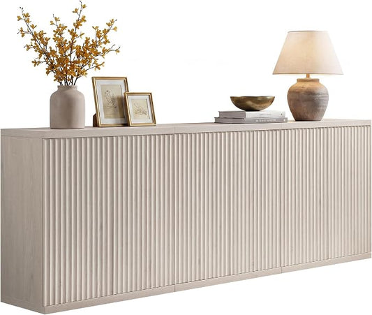 SICOTAS Buffet Cabinet with Storage Accent Sideboard Modern Credenza with Doors & Shelves Fluted Media Console Mid Century Coffee Bar Table for Living Room Kitchen Dining Room Hallway(3PCS)
