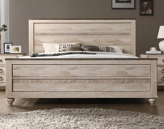 Roundhill Furniture Imerland Contemporary White Wash Finish 5 Piece Bedroom Set