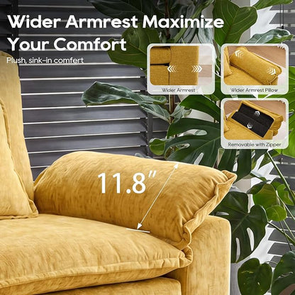URRED Oversized Modular Sectional Sofa, 157" U Shaped Modern Comfy Cloud Couch with Movable Ottoman & Pillows, Deep Seat Couches for Living Room, Bedroom or Apartment (Chenille Yellow, 157" U Shaped)
