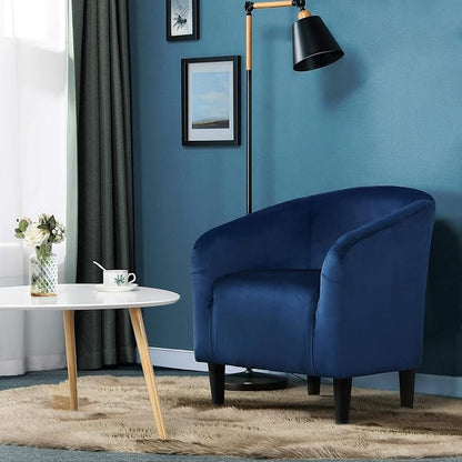 Topeakmart Velvet Accent Chair, Modern Club Chair Upholstered Armchair with Solid Legs Comfy Sofa Chair for Living Room/Bedroom/Waiting Room, Navy Blue