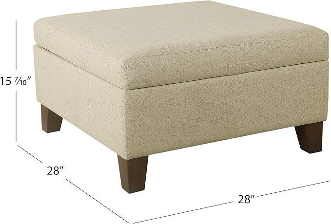 HomePop 28" Woven Square Storage Ottoman - Linen Tan