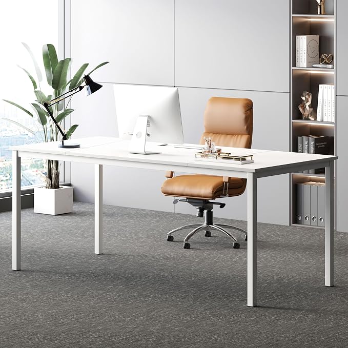 Computer Desk, 71 inches Desk & Workstations for Home Office, Writing Study Corner Desk, Modern Simple Style Laptop Table, Easy to Assemble, White