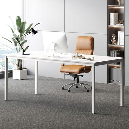 Computer Desk, 71 inches Desk & Workstations for Home Office, Writing Study Corner Desk, Modern Simple Style Laptop Table, Easy to Assemble, White