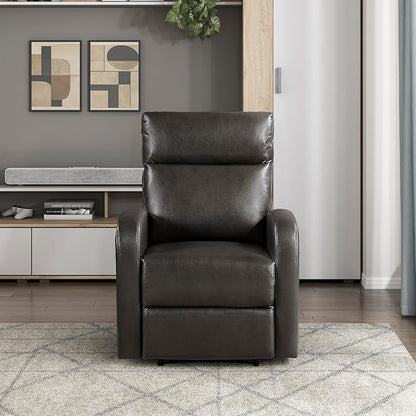 Lexicon Manual Recliner Chair, Faux Leather Reclining Chair, Wall Hugger, Track Arms, Magazine Pockets, Manual Recliner for Living Room/Office/Apartment, Easy Assembly, Espresso