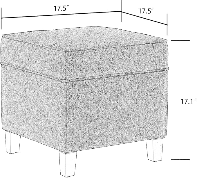 Adeco Fabric Ottoman with Storage Chest and Footrest - Square Seat, Light Brown