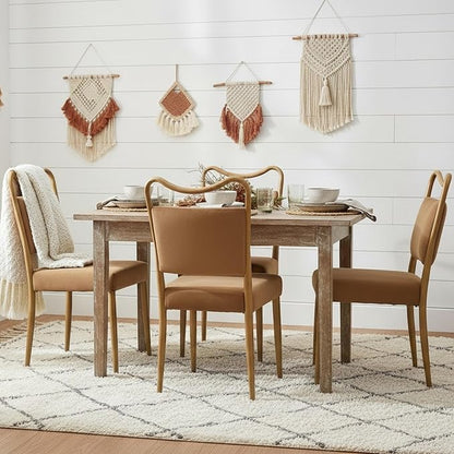 Velvet Dining Chairs Set of 6, Upholstered Dining Chairs with Wood Grained Metal Frame, Mid Century Modern Velvet Chairs for Dining Room, Kitchen and Restaurant,Velvet Brown