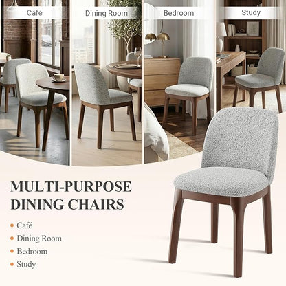 MALOL Upholstered Dining Chairs with Thickened Solid Wood Legs, Mid Century Modern Kitchen & Dining Room Chairs Set of 4, Comfortable Side Chairs for Dining Room, Kitchen, Light Grey