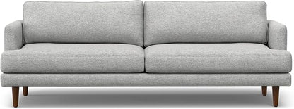 SIMPLIHOME Livingston 90-inch Wide Sofa in Mist Grey Woven-Blend Fabric, Handcrafted Mid-Century Modern Oversized 3-Seater Couch Sofa for Living Room or Family Room, Solid Wood Frame