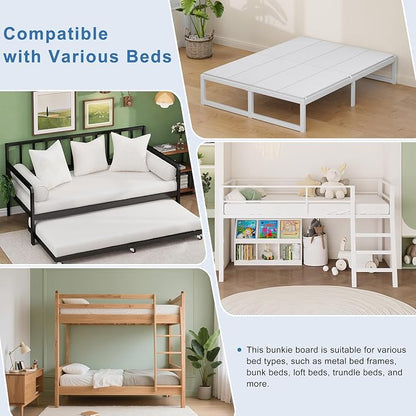 Lutown-Teen Bunkie Board Twin XL Under Mattress High-Density Polymer Bunkie Board Twin XL Size Anti-Sag, Breathable, Moisture Resistant, Noise Minimizing, White