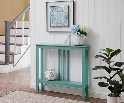 Kings Brand Narrow Console Table w/Storage Shelf, Sofa Entryway Table, Teal | Narrow Console Table with Storage Shelf – Slim Design Fits Entryways, Hallways, Behind Sofas, Shelf Décor, Books, Essentials