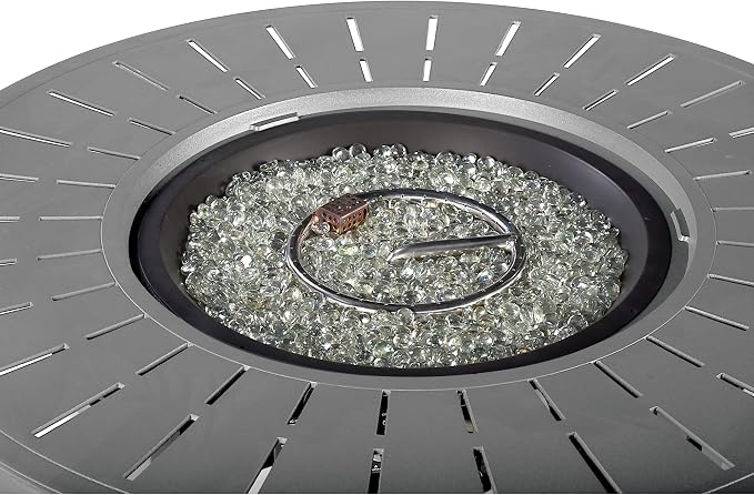 Oakland Living Round 44 in. x 44 in. Aluminum Propane Fire Pit Table with Glass Beads, Two Covers, Lid, 57,000 BTUs in Grey Finish