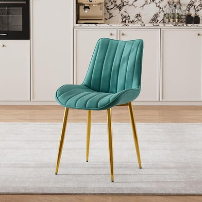 VECELO Dining Chairs Set of 2, Velvet Fabric & Metal Frame, Mordern Style for Kitchen, Living Room,Offcie, Green