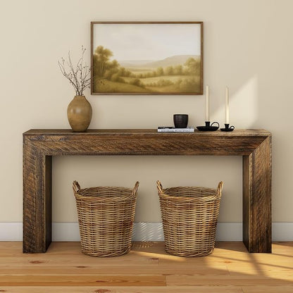 Plank+Beam 66 Inch Camden Console Table - Solid Pine Wood, Easy Assembly for Living Room or Entryway, Rustic Barnwood
