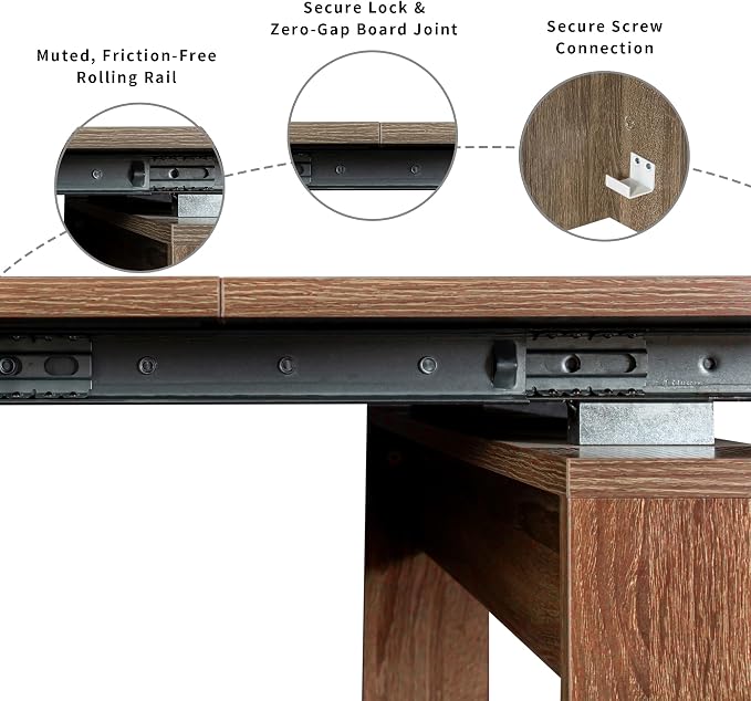 Extendable Dining Table, Transformer Extra Console Table for 1-12 People, Folding Space Saving Dining Room Table for Homes, Apartments, Walnut