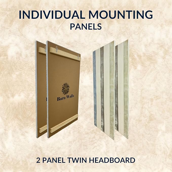 Barn Walls Twin Wood Headboard - Farmhouse Mix Design - Wall Mounted Floating Headboard for Twin Bed - Handcrafted Solid Wood - Easy No-Drill Installation