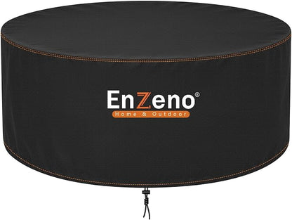 Enzeno Fire Pit Cover Round,49inch Outdoor Round Firepit Cover,Waterproof Oxford Cloth Patio Fire Table Cover for Outdoor Fire Pit,Fits 47-49 inch Gas Firepit/Bowl(49"Dia X 24"H)