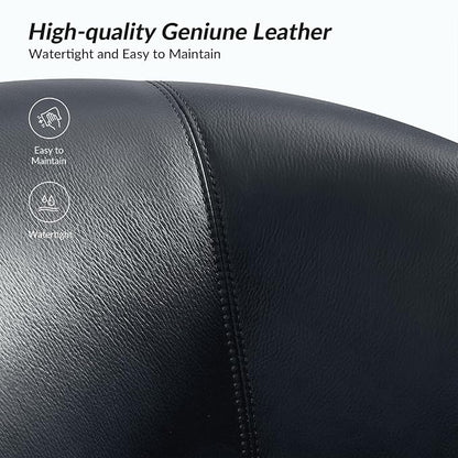 HULALA HOME Genuine Leather Swivel Barrel Chairs Set of 2, Round Swivel Accent Chairs with Solid Wood Base, Leather Barrel Accent Chair for Living Room, No Assembly Required, Navy