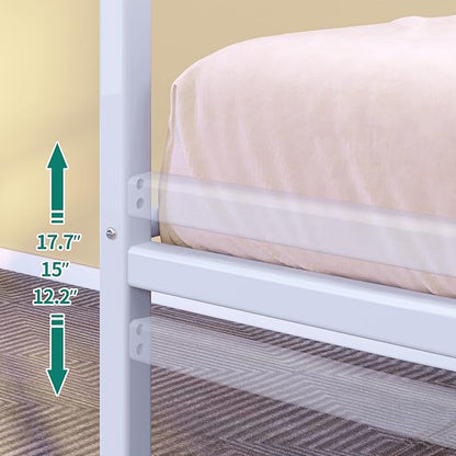 DWVO Daybed with Trundle, Adjustable Height Twin Daybed with Pull Out Trundle, Sofa Bed Couch with Heavy Duty Metal Slats, for Living Room, Bedroom, Guest Room, Space Saving, Modern White