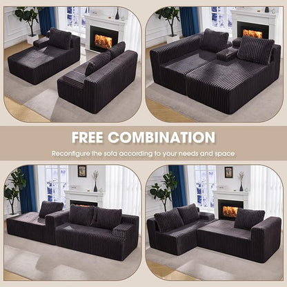 Hobestluk Boneless Couch Modular Sectional Sofa L-Shape Cloud Couch Lounge | 96" Left Facing Chaise Darkgrey,Memory Foam,Removable Cover,Non-slip Bottom,No Assemble Required,Furniture for Small Home