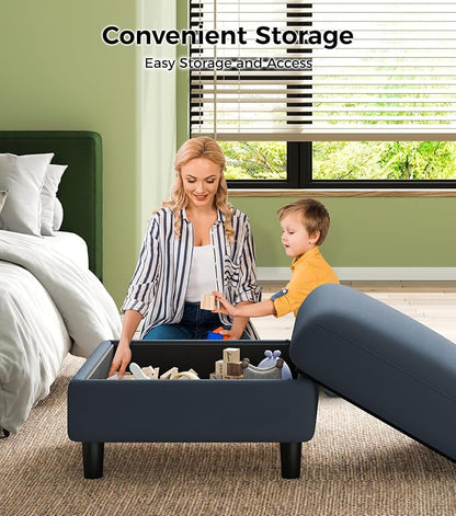 Welzona 83" Couches for Living Room, Teddy Sofa Couch with Storage Ottomans, U Shaped Couch with Movable Ottomans, Tool-Free Modular Sectional Sofa, All-Wood Sofas for Living Room 2 Pillows, Blue Grey