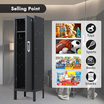 BUTISOW Metal Cabinet Home Office Storage, Lockable Steel Locker with Door, 54" Height, Multi-Purpose for Home, Office, Gym, School, Garage
