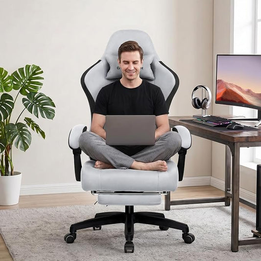 GTPLAYER Gaming Chair, Computer Office Chair with Pocket Spring Cushion, Linkage Armrests and Footrest, High Back Ergonomic Computer Chair with Lumbar Support Task Chair with Footrest