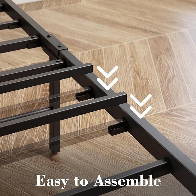 ANCTOR Full Bed Frame, Storage Headboard with Outlets, Easy to Install, Sturdy and Stable, No Noise, No Box Springs Needed, Rustic Brown and Black
