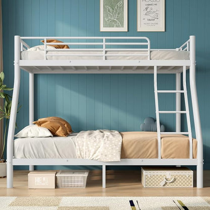 SDHYL Twin Over Full Bunk Bed, Heavy Duty Metal Frame for Adults, Space-Saving for Dorm, Apartment & Small Room, No Box Spring Needed, White
