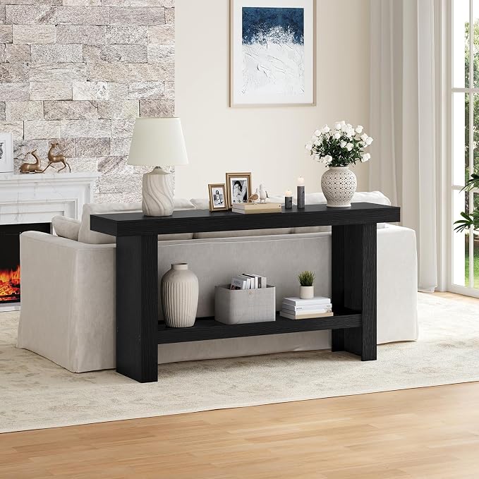 MAHANCRIS Console Table, 47.2'' Black Entryway Table for Hallway, Narrow Sofa Table Behind The Couch, Modern Foyer Tables for Entrance, Living Room, Corridor, Easy Assembly, Black CTBK26801