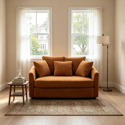 ERYE 56.3" Chenille Upholstered Accent Chair Deep Seat for Living Room Bedroom, Oversized Leisure Cushion Armchair W/ 5 Pillows and Removable Cover for Home Apartment Office