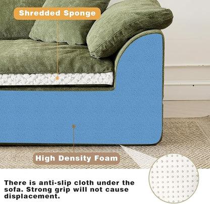 110" Boneless Cloud Couch Sectional for Living Room, Oversized Modular L Shaped Sofa with Ottoman, Deep Seat Chenille Sectional Couch for Cloud-Like Comfort (OliveGreen)