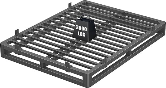 6 Inch Queen Bed Frame with Rounded Corner and Squeak Free U-Slot Design, Metal Platform Bed Frames 6 Non-Slip Guards, 3500lbs Heavy Duty Steel Slat Support, No Box Spring Needed, Black