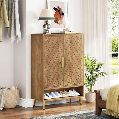 Tribesigns 6-Tier Shoe Cabinet with Doors (Light Brown)