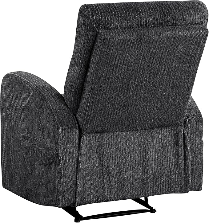 Lexicon Manual Recliner Chair, Textured Microfiber Reclining Chair, Wall Hugger, Track Arms, Magazine Pockets, Manual Recliner for Living Room/Office/Apartment, Easy Assembly, Dark Gray