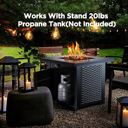 Ciays 32-Inch Propane Fire Pit, CSA-Listed Outdoor Gas Fire Pit – 50,000 BTU Steel Fire Pit Table with Lid, Adds Warmth & Ambience to Gatherings & Parties on Patio, Deck & Garden, Black