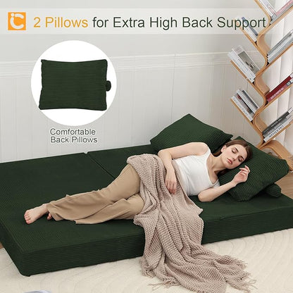 COMAX Futon Sofa Bed, Convertible Sofa Bed, Folding Boneless Couches | Boneless Couch for living room, 4‑in‑1 Fold Out Small Foldable Loveseat Floor Sleeper Mattress Lounge Space‑Saving