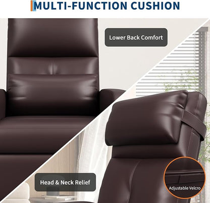GarveeHome Power Recliner Chair - Heat and Massage, Adjustable Electric Recliner Ergonomic PU Leather Single Sofa, Tall Back, Padded Seat, Home Theater Seating for Living Room