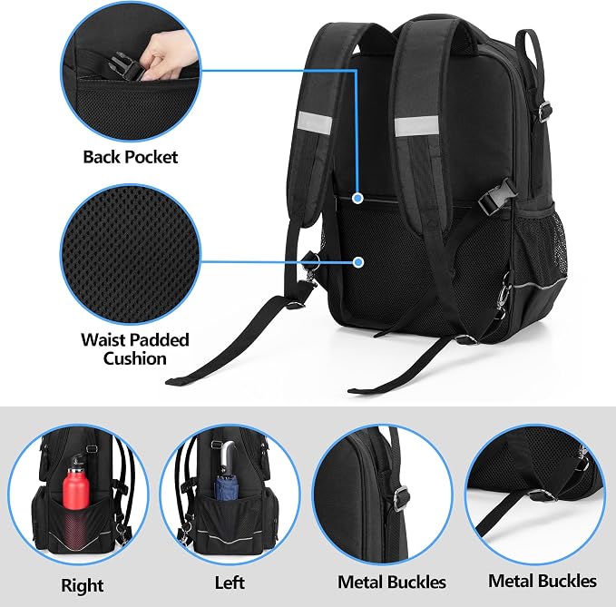 samdew Wheelchair Backpack, Wheelchair Bag for Back of Chair, Wheel Chair Basket to Hang on Back with Thermal Insulation Pocket, Electric Wheelchair Accessories Storage for Adults & Seniors, Bag only