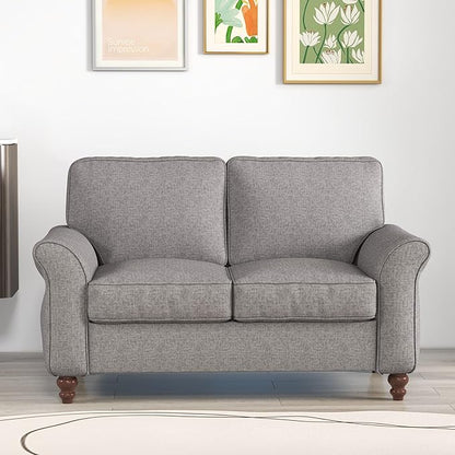 Bonzy Home 57" Loveseat Sofa, 2 Seater Sofa for Living Room, Upholstered Comfy Sofa Couch for Small Space, Living Room, Apartment, Office, Grey
