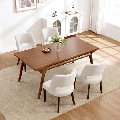 Dining Chairs Set of 4,Modern Dining Room Chairs with Thick Cushions,Upholstered Linen Fabric Kitchen Chairs for Kitchen Dining Room Beige