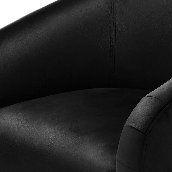 Topeakmart Velvet Accent Chair, Comfy and Modern Velvet Club Chair with Armrest and Sturdy Legs for Living Room/Bedroom Study, Matte Black, 2PCS