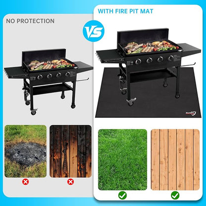 DocSafe 65 x 42 inches Under Grill Mat,Large 4 Layers Fire Pit Mat,Fireproof Mat Heat Insulated Protector for Deck,Patio,Grass,Smoker,BBQ,Reusable Oil-Proof and Waterproof Indoor Fireplace Pad,Black