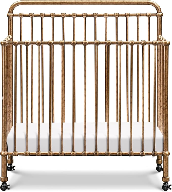 Namesake Winston 4-in-1 Convertible Mini Crib w/Wheels Durable Metal | GREENGUARD Gold Certified - Portable, Metal Baby Crib w/ Removable Wheels - Converts to Toddler Bed, Daybed & Twin Size Bed