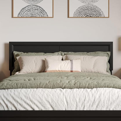 AFI, Sophia Adjustable Modern Full Wood Headboard, Black