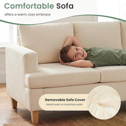 YOUDENOVA Sofa, 3 Piece Set Comfy Sofa, 2 Loveseat & 3 Seater Couch with Deep Seats for Living Room, Modern Sleeper Couch, Beige Chenille