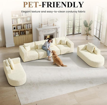 Living Room Furniture Sets,Modern U Shaped Modular Sectional Sofa,Convertible Cloud Couches for Living Room,Comfy 4 Seater with 2 Chaise Furniture Set, Boneless Couch Sofa,1 PCS